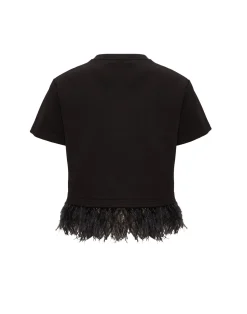 La DoubleJ Camicie E Top<La Scala TeeCherubs Black in Fil Coupé With Feathers
