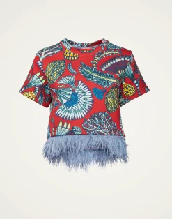La DoubleJ Felpe E Magliette|Camicie E Top<La Scala TeeSicomore Red in Jersey With Feathers