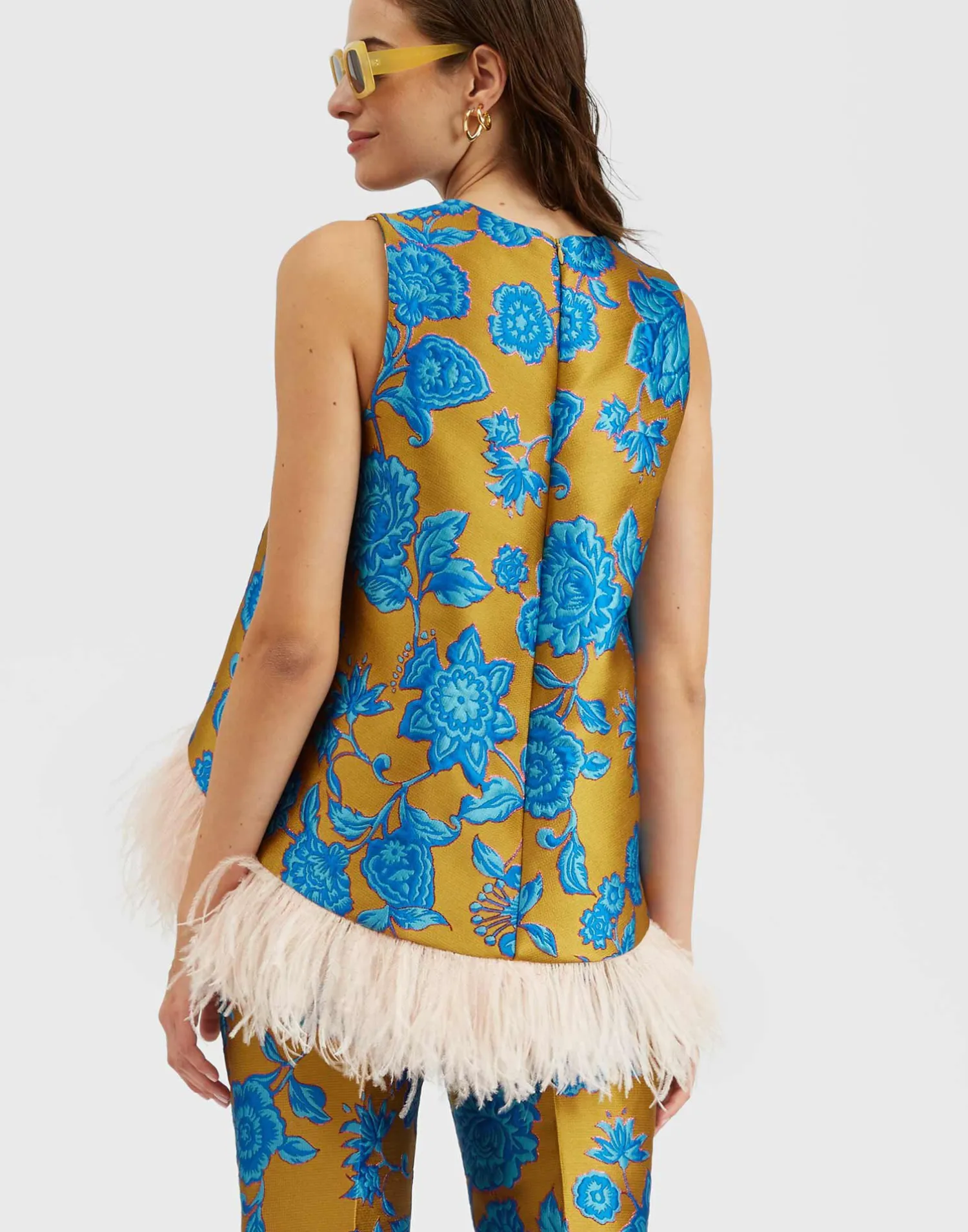 La DoubleJ Camicie E Top<La Scala TopHottie Turquoise in Jacquard With Feathers