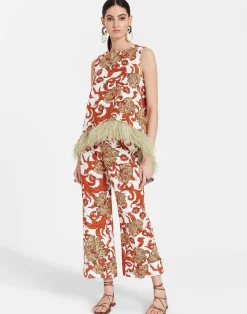 La DoubleJ Camicie E Top<La Scala TopReef White in Shot Cotton With Feathers