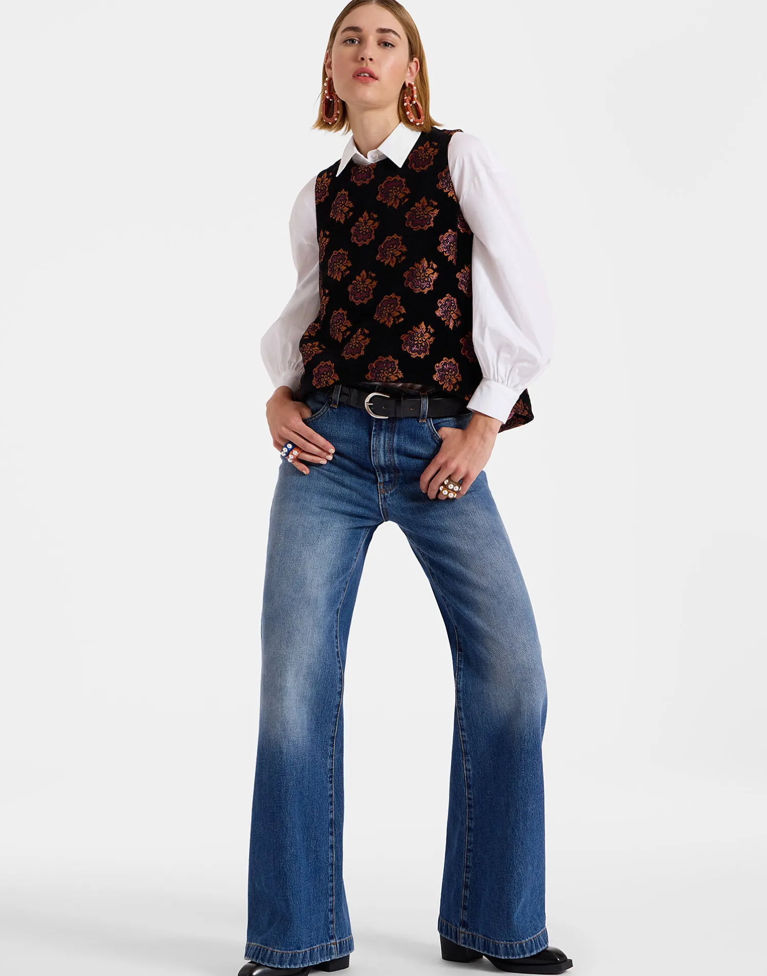 La DoubleJ Camicie E Top<La Scala TopRosette Black in Jacquard