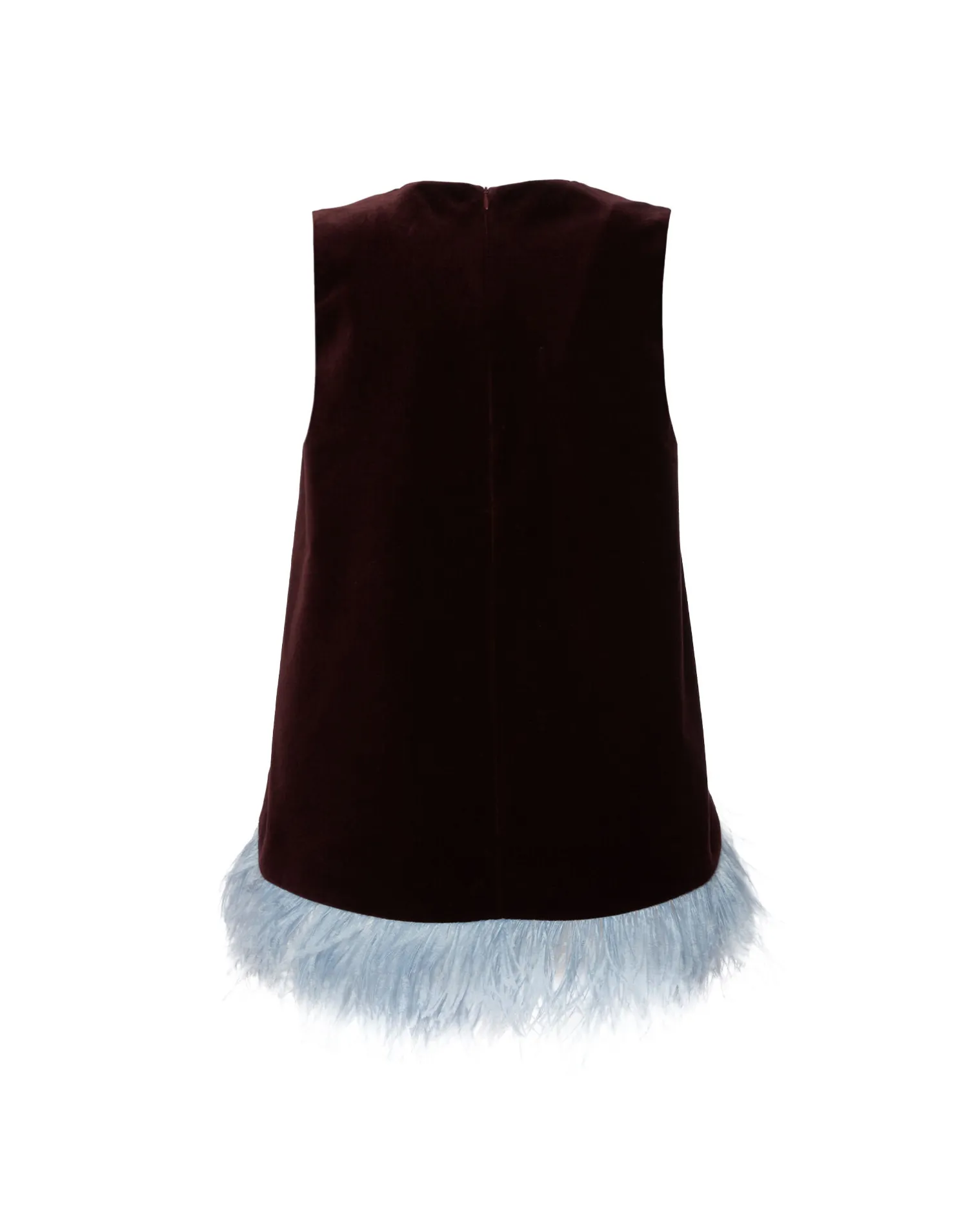 La DoubleJ Camicie E Top<La Scala TopSolid Burgandy in Cotton Velvet With Feathers