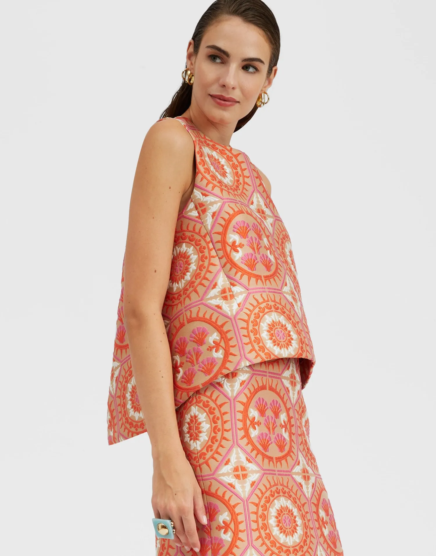 La DoubleJ Party Dressing<La Scala TopSun Orange in Jacquard