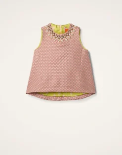 La DoubleJ Party Dressing<La Scala TopTulip Pale Pink in Jacquard Embroidered