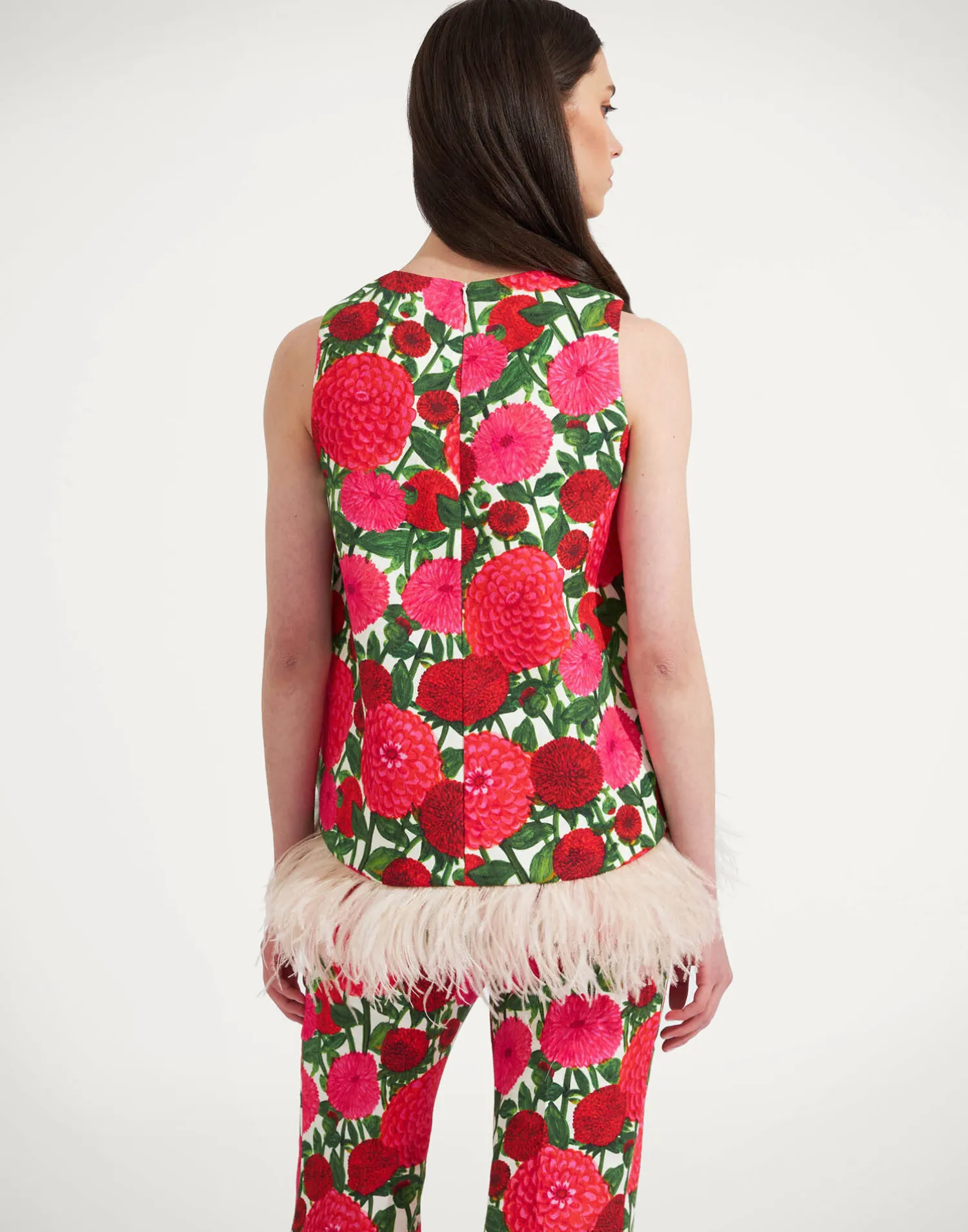 La DoubleJ Camicie E Top<La Scala Top (With Feathers)Pink Dahlias in Shot Cotton