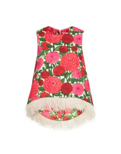 La DoubleJ Camicie E Top<La Scala Top (With Feathers)Pink Dahlias in Shot Cotton