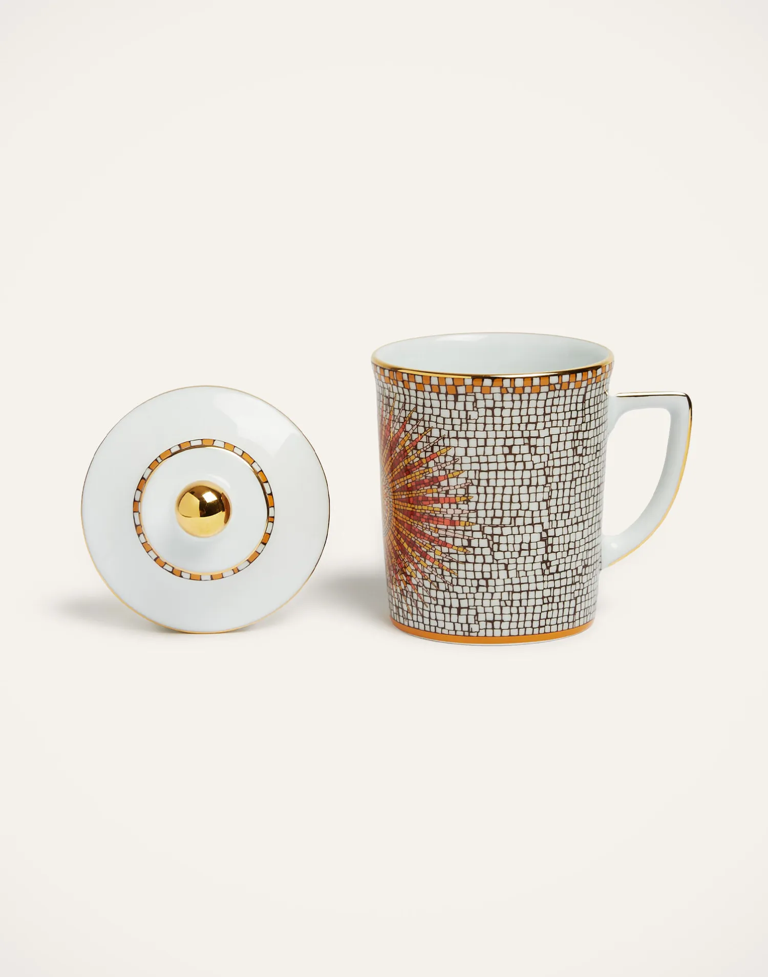 La DoubleJ Set Da Te E Caffe|Tavola<Lidded MugSunrays Multicolor in Porcelain