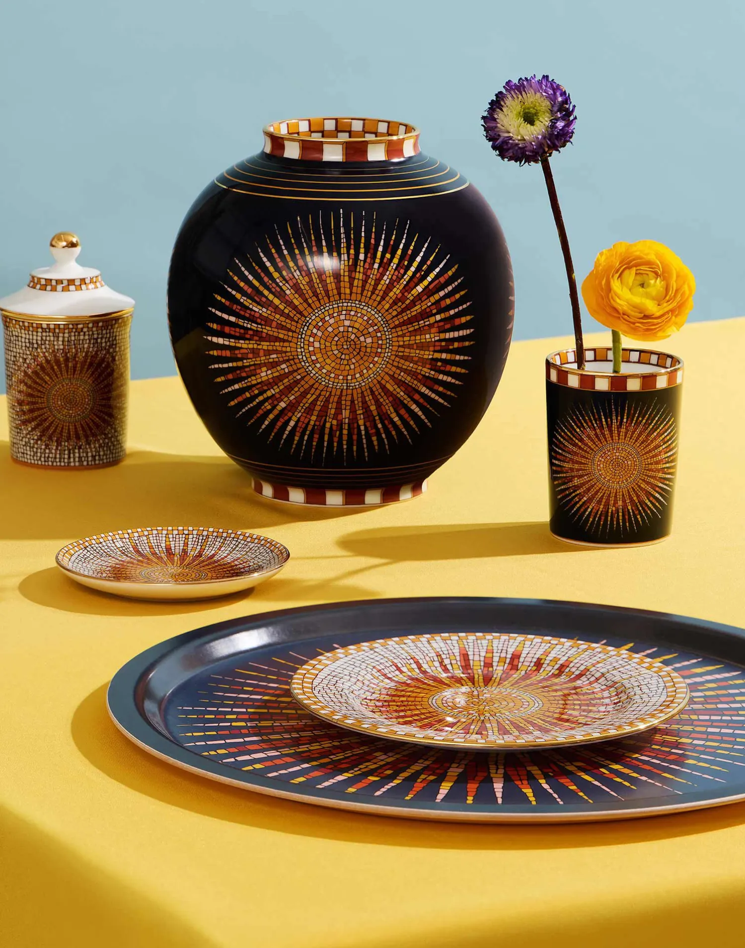 La DoubleJ Set Da Te E Caffe|Tavola<Lidded MugSunrays Multicolor in Porcelain