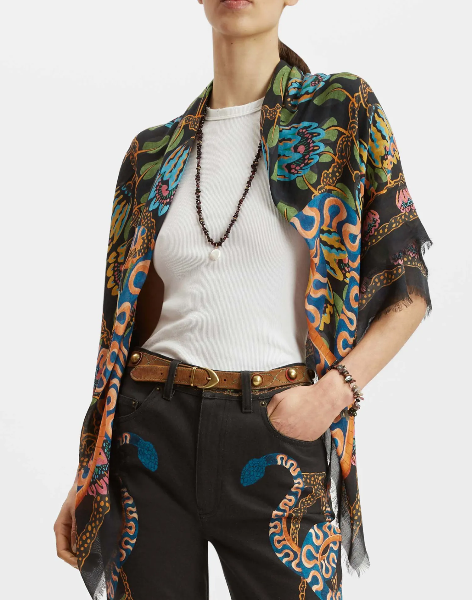 La DoubleJ Foulard E Sciarpe|Accessories<Light ScarfEve Black in Wool Modal