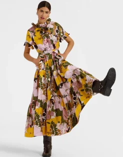 La DoubleJ Vestiti<Long And Sassy DressBig Flower Rose in Silk Twill