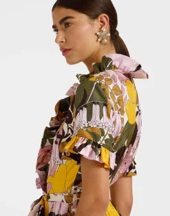 La DoubleJ Vestiti<Long And Sassy DressBig Flower Rose in Silk Twill
