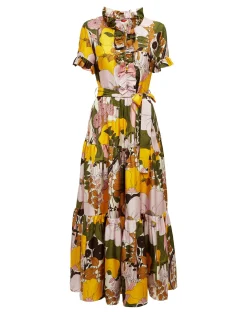 La DoubleJ Vestiti<Long And Sassy DressBig Flower Rose in Silk Twill