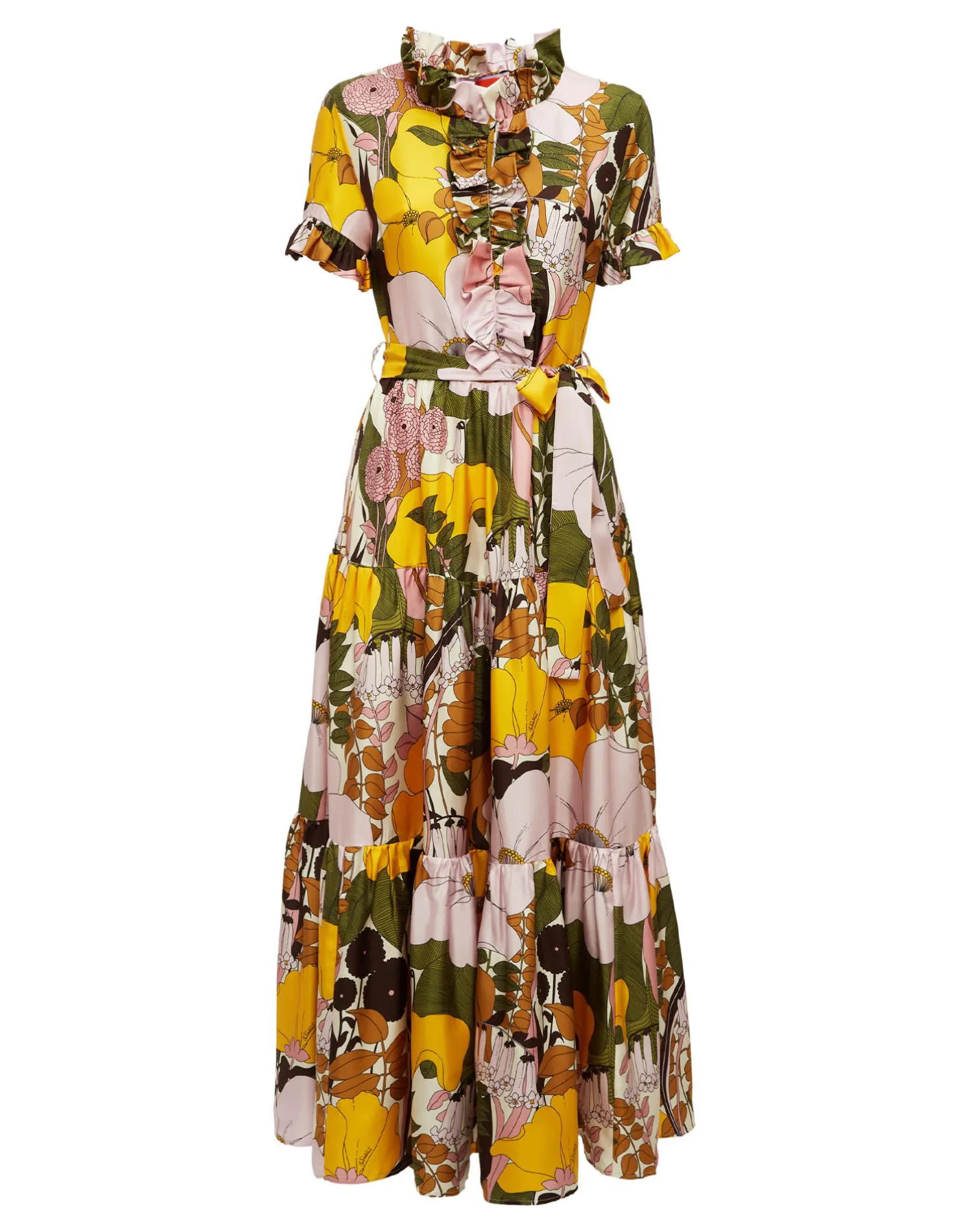 La DoubleJ Vestiti<Long And Sassy DressBig Flower Rose in Silk Twill