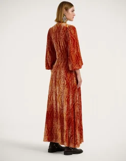 La DoubleJ Party Dressing<Long Camerino DressBanquet Orange in Devor&eacute;