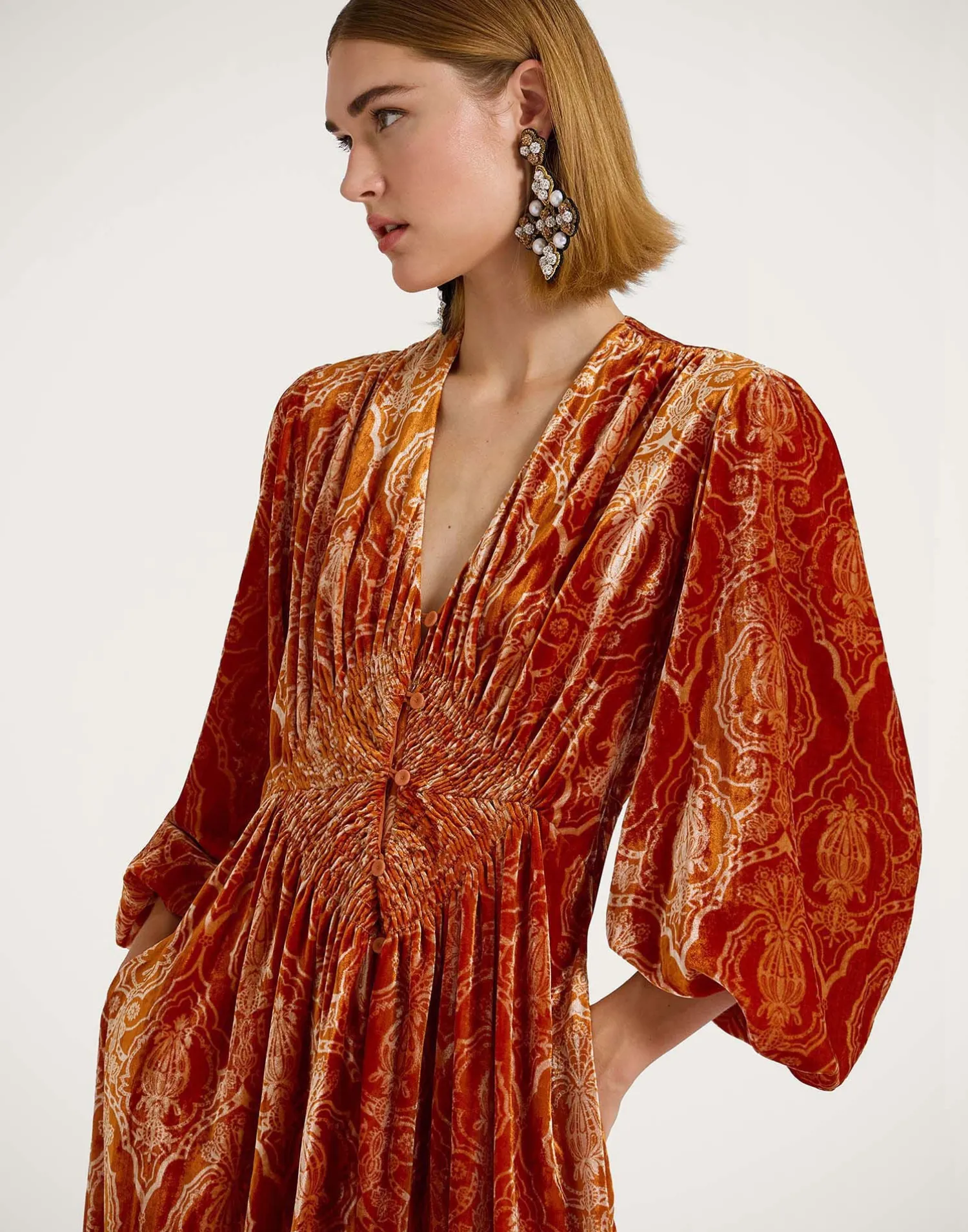 La DoubleJ Party Dressing<Long Camerino DressBanquet Orange in Devoré