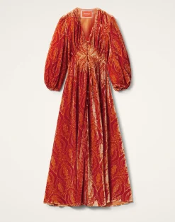 La DoubleJ Vestiti<Long Camerino DressBanquet Orange in Devor&eacute;