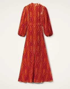 La DoubleJ Vestiti<Long Camerino DressBanquet Orange in Devor&eacute;