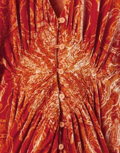 La DoubleJ Vestiti<Long Camerino DressBanquet Orange in Devor&eacute;