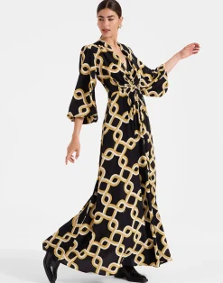 La DoubleJ Vestiti<Long Camerino DressTackle Black in Crepe De Chine Silk