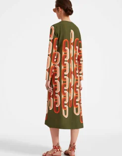 La DoubleJ Vestiti<Long Sleeve Midi Swing DressPrometheus Plac&eacute;e Camouflage in Sabl&eacute;