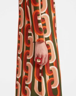 La DoubleJ Vestiti<Long Sleeve Midi Swing DressPrometheus Plac&eacute;e Camouflage in Sabl&eacute;