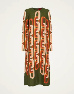 La DoubleJ Vestiti<Long Sleeve Midi Swing DressPrometheus Plac&eacute;e Camouflage in Sabl&eacute;
