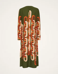La DoubleJ Vestiti<Long Sleeve Midi Swing DressPrometheus Plac&eacute;e Camouflage in Sabl&eacute;