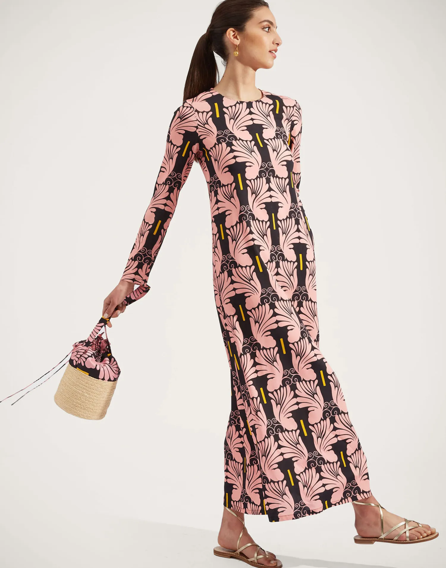 La DoubleJ Vestiti<Long Sleeve Swing DressAli Rosa in Sable