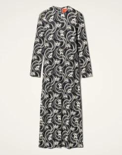 La DoubleJ Vestiti<Long Sleeve Swing DressAperol Black & White in Flowy Jersey