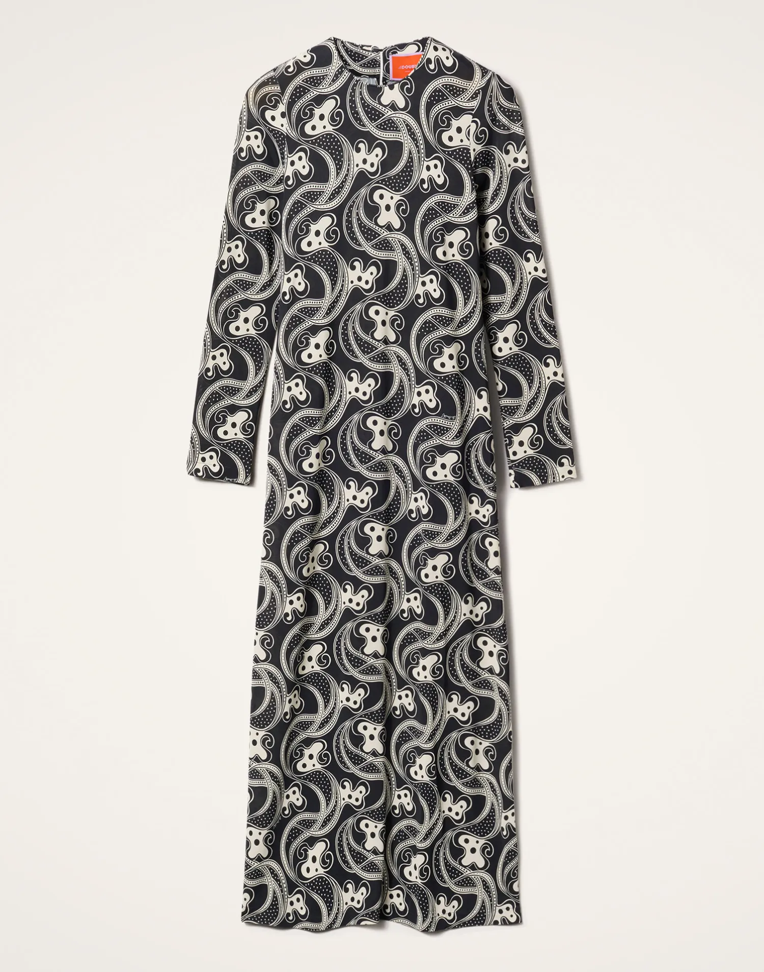 La DoubleJ Vestiti<Long Sleeve Swing DressAperol Black & White in Flowy Jersey