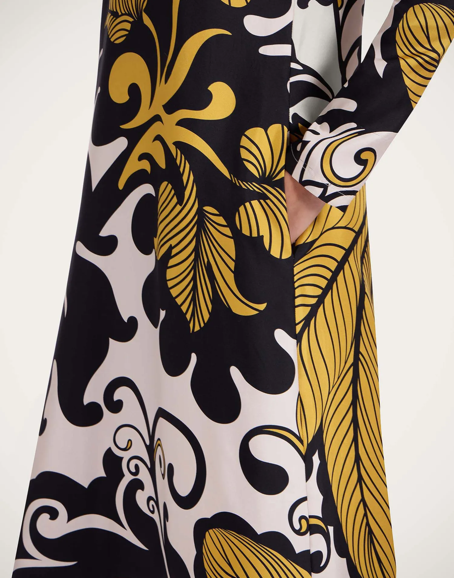 La DoubleJ Vestiti<Long Sleeve Swing DressMarea Black & White in Silk Twill