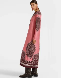 La DoubleJ Party Dressing<Long Sleeve Swing DressOltrarno Placée Pink in Silk Twill