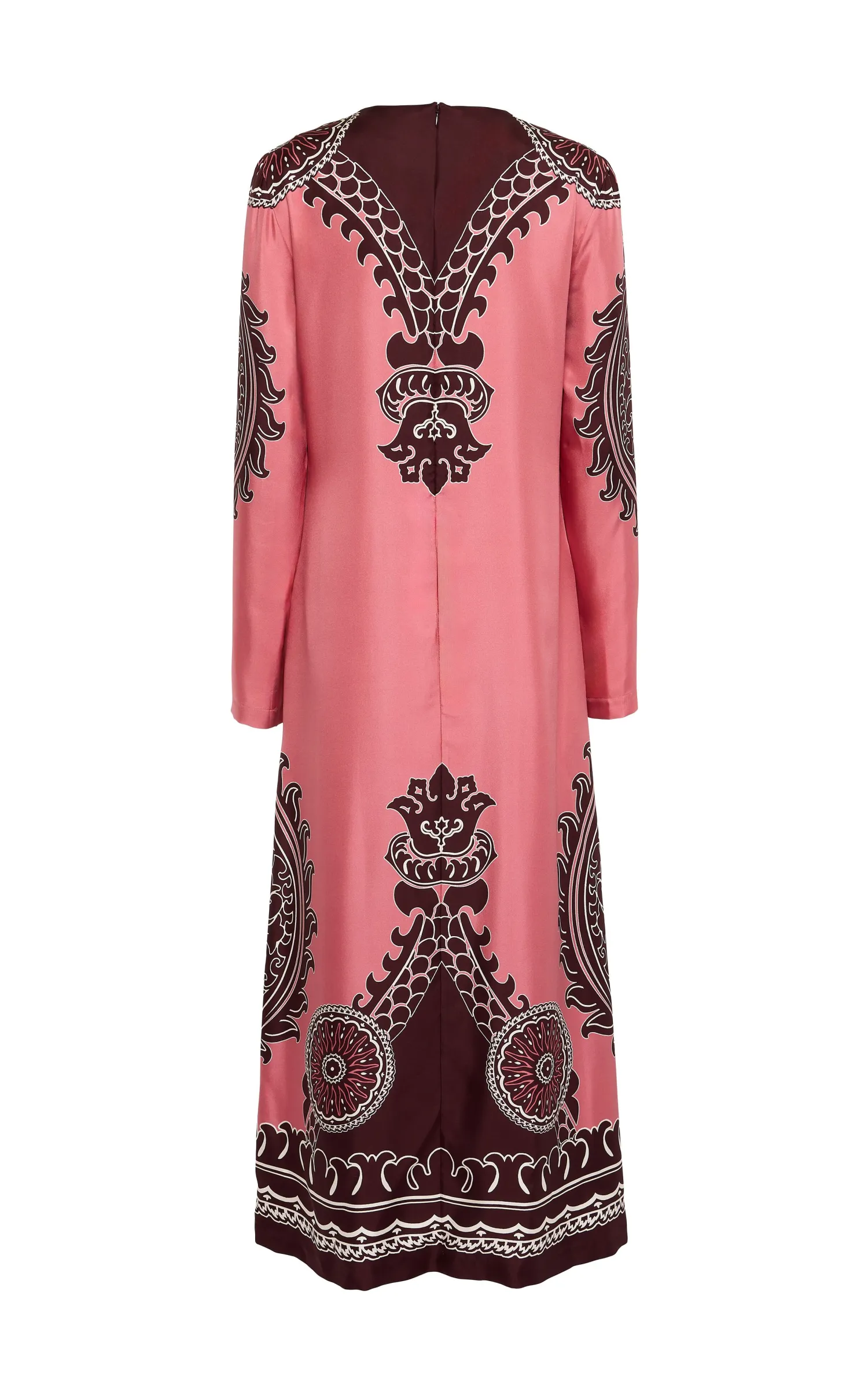 La DoubleJ Party Dressing<Long Sleeve Swing DressOltrarno Placée Pink in Silk Twill