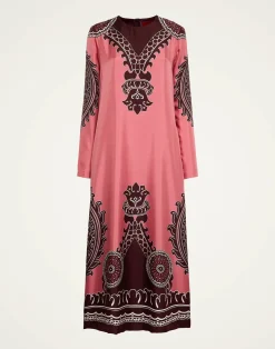 La DoubleJ Party Dressing<Long Sleeve Swing DressOltrarno Placée Pink in Silk Twill