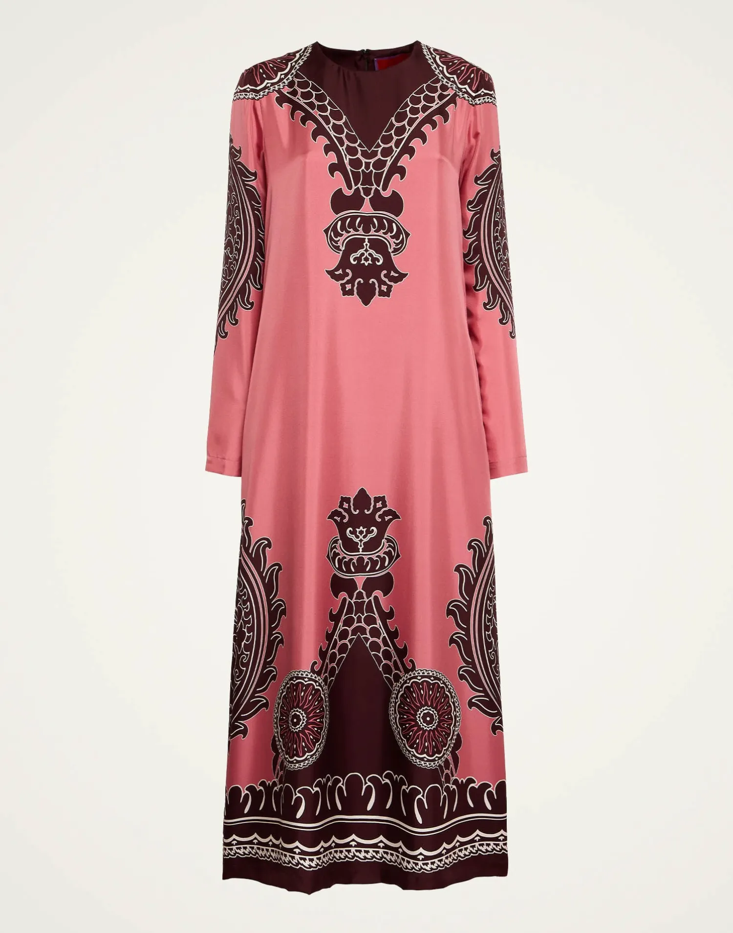 La DoubleJ Party Dressing<Long Sleeve Swing DressOltrarno Placée Pink in Silk Twill
