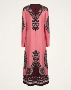 La DoubleJ Party Dressing<Long Sleeve Swing DressOltrarno Placée Pink in Silk Twill