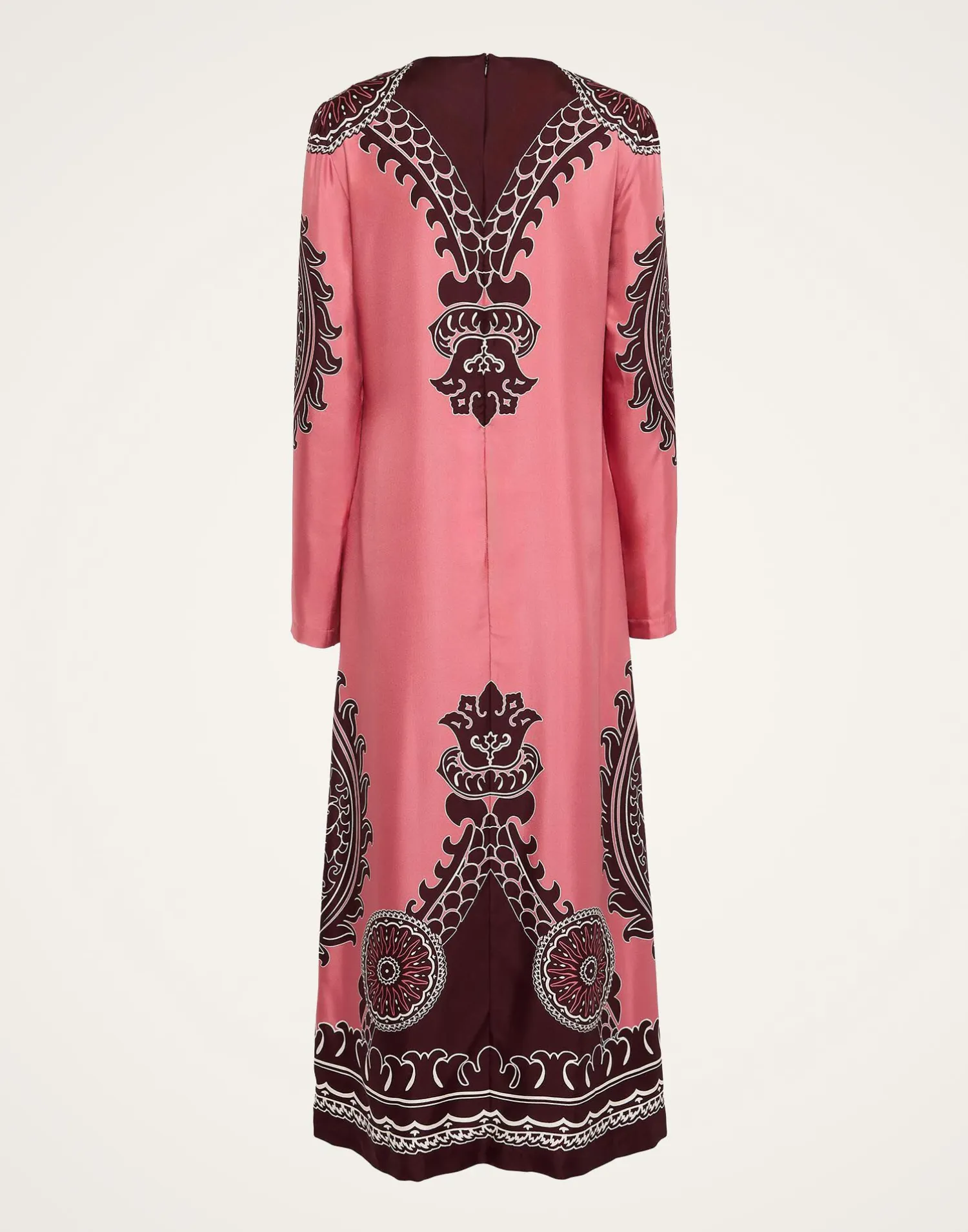 La DoubleJ Vestiti<Long Sleeve Swing DressOltrarno Placée Pink in Silk Twill