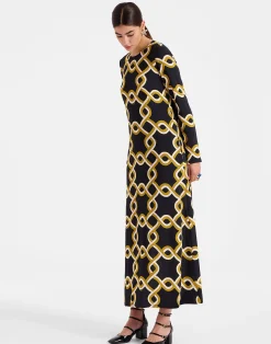 La DoubleJ Vestiti<Long Sleeve Swing DressTackle Black in Sabl&eacute;