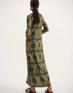 La DoubleJ Vestiti<Long Sleeve Swing DressTiger Tiles in Sabl&eacute;