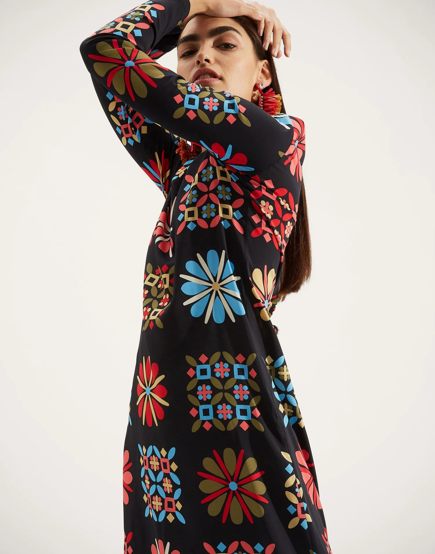 La DoubleJ Vestiti<Long Sleeve Swing DressVetrata Grande in Sable