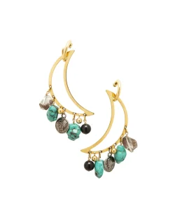 La DoubleJ Bijoux|Accessories<Luna EarringsSolid Acquamarine in Gold Plated Brass