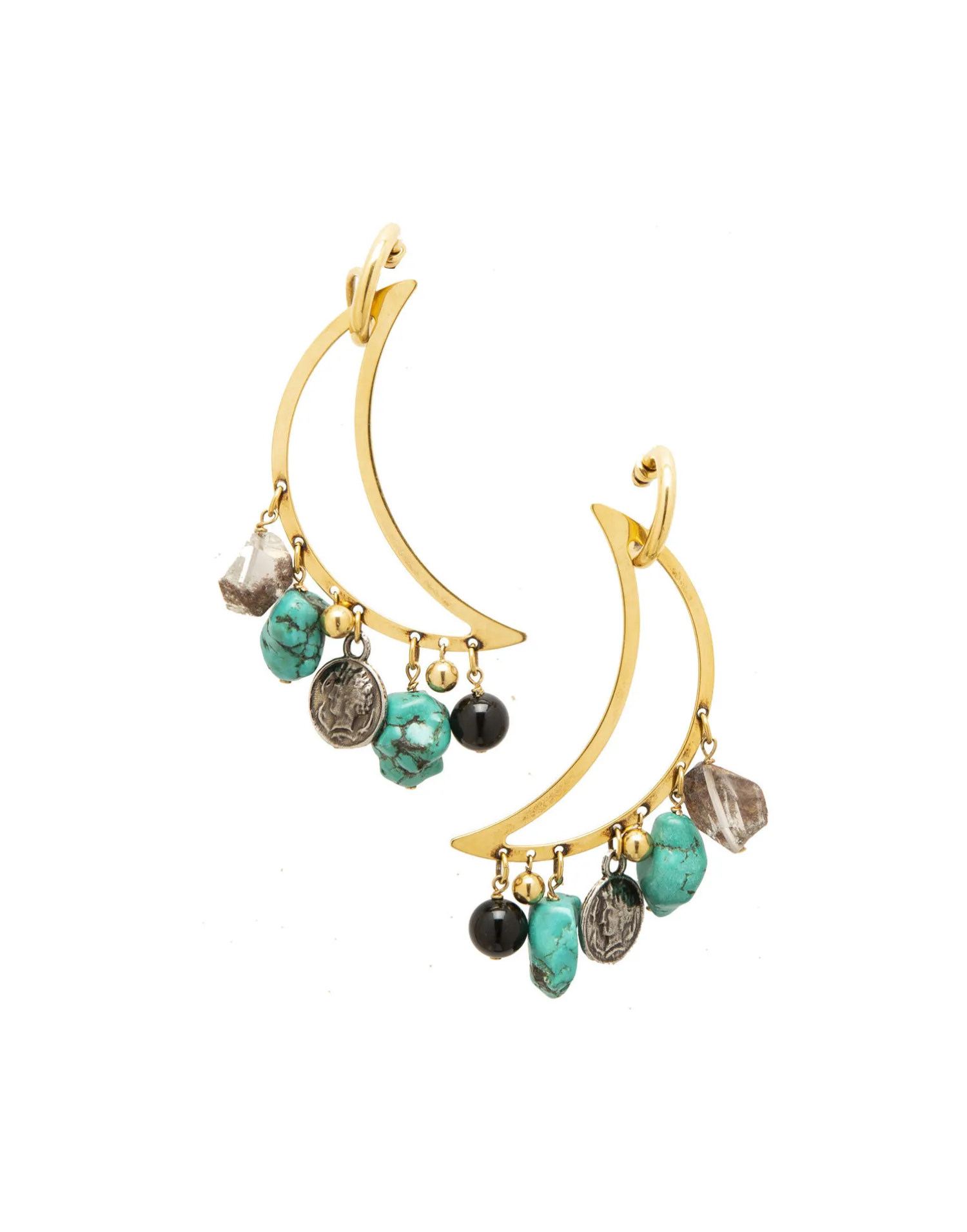 La DoubleJ Bijoux|Accessories<Luna EarringsSolid Acquamarine in Gold Plated Brass
