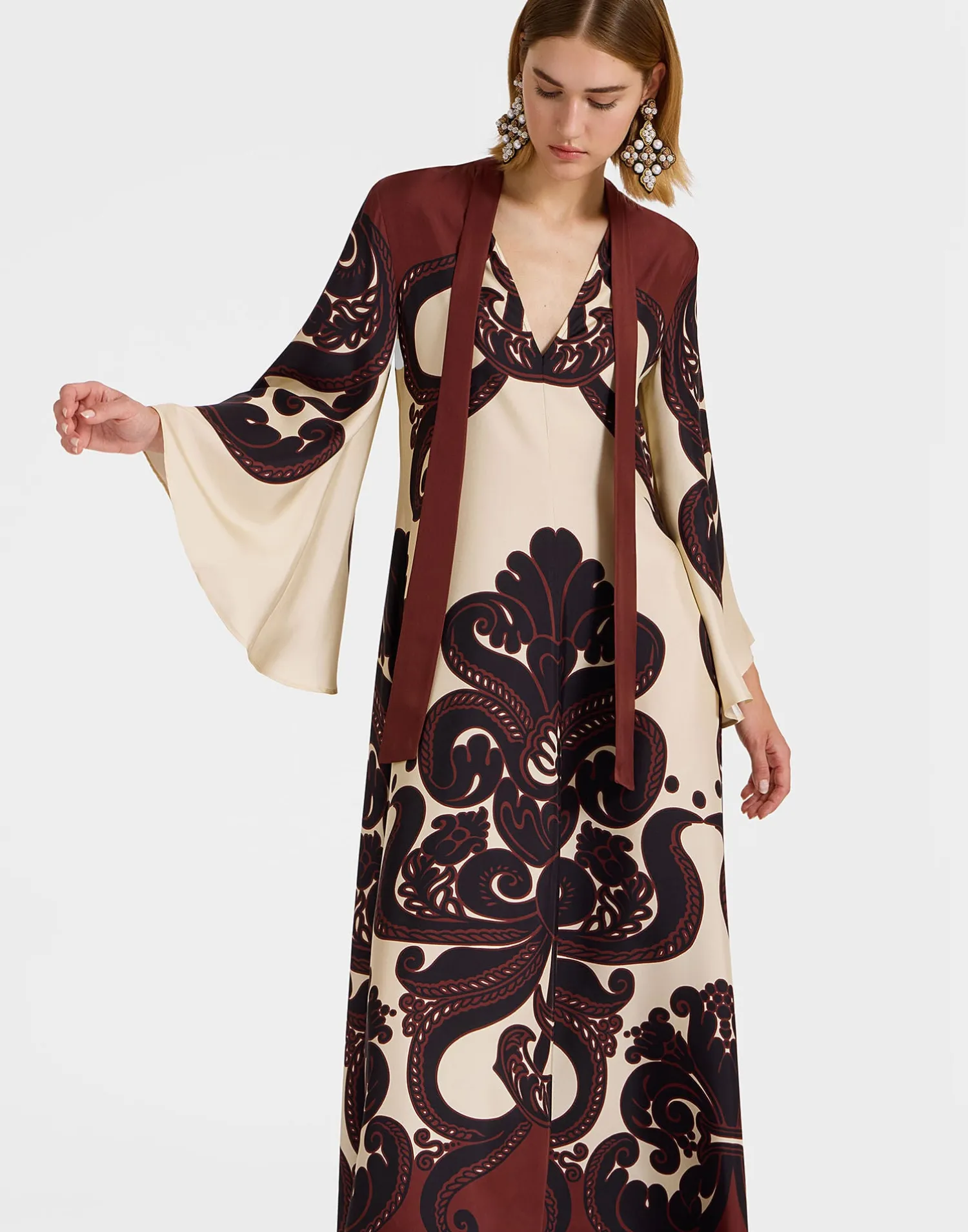 La DoubleJ Party Dressing<Magnifico DressCorsini Placée Cream in Silk Twill