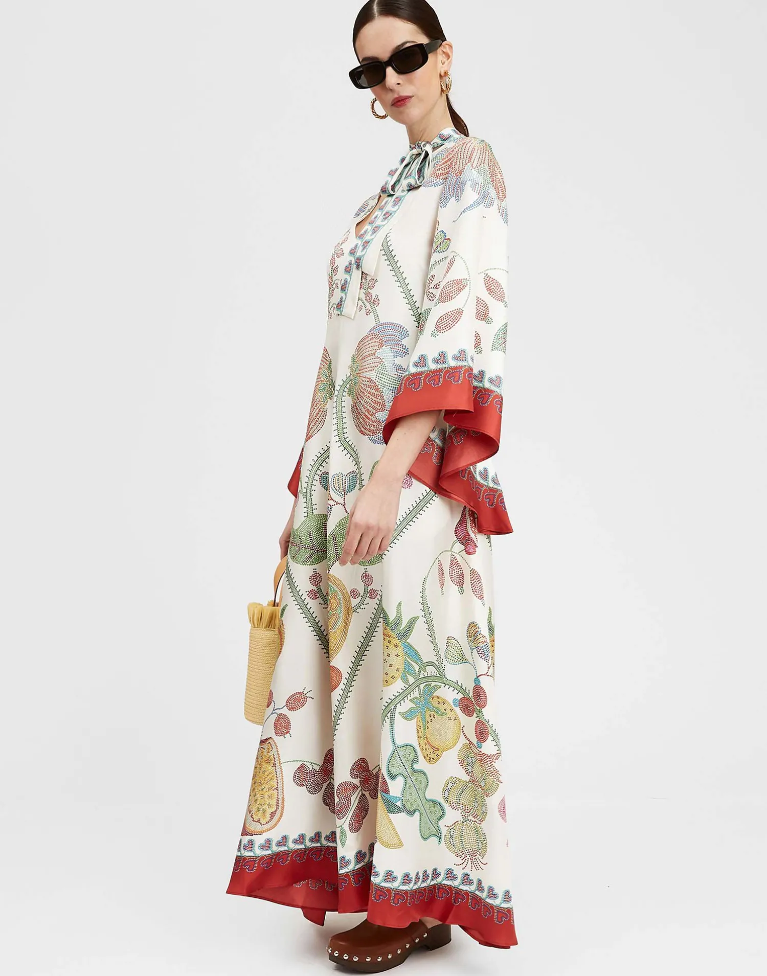 La DoubleJ Vestiti<Magnifico DressGrenadilla Placée Off White in Silk Twill