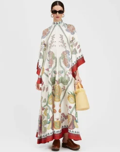 La DoubleJ Vestiti<Magnifico DressGrenadilla Placée Off White in Silk Twill