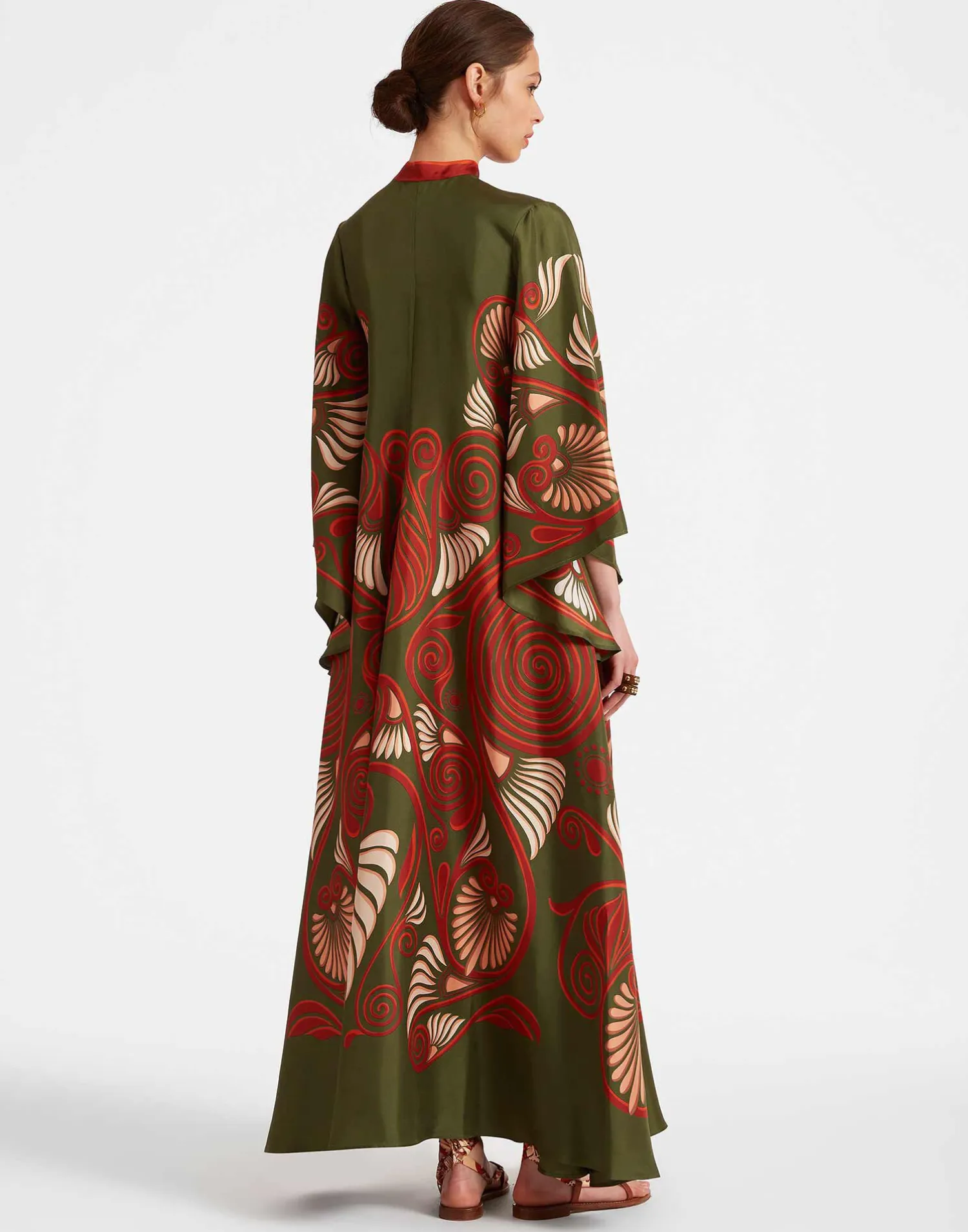 La DoubleJ Vestiti<Magnifico DressKerylos Placée Dark Green in Silk Twill