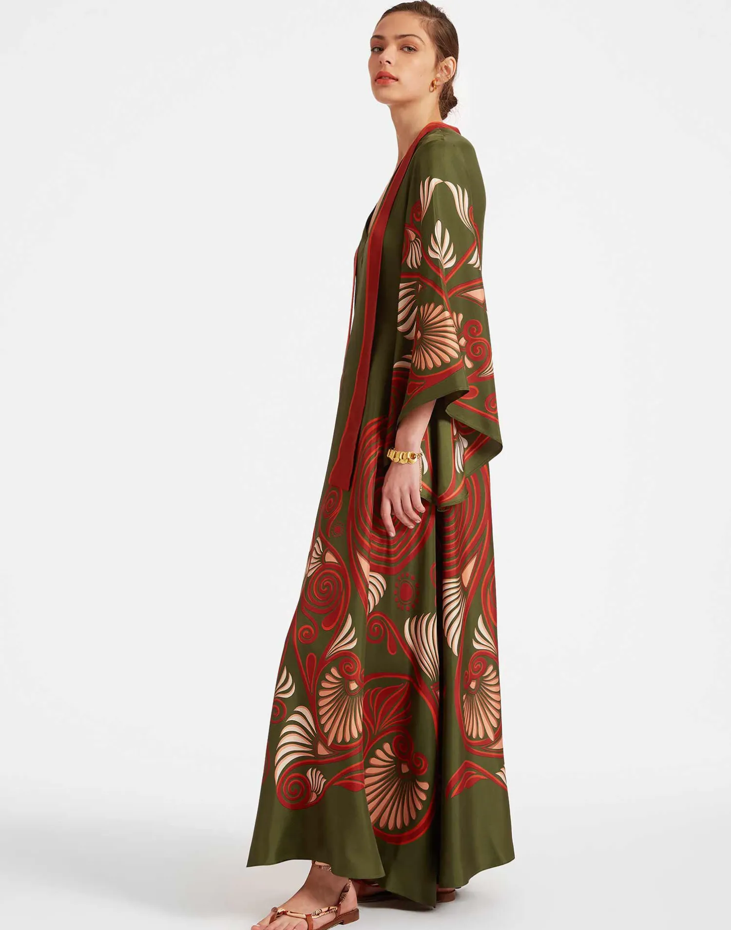 La DoubleJ Vestiti<Magnifico DressKerylos Placée Dark Green in Silk Twill