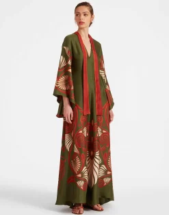 La DoubleJ Vestiti<Magnifico DressKerylos Placée Dark Green in Silk Twill