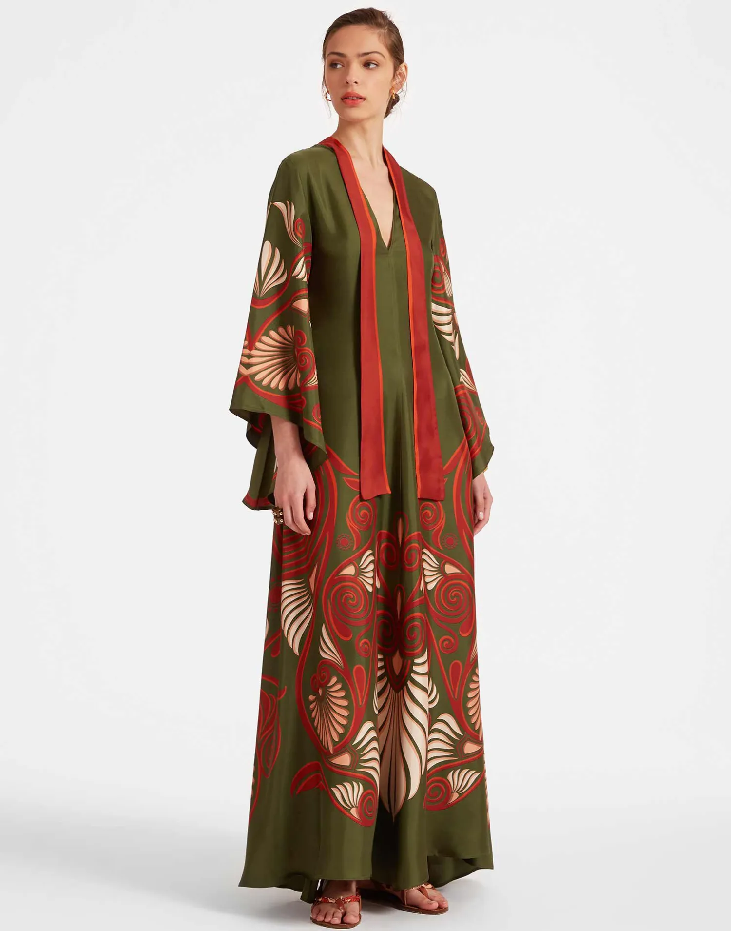 La DoubleJ Vestiti<Magnifico DressKerylos Placée Dark Green in Silk Twill