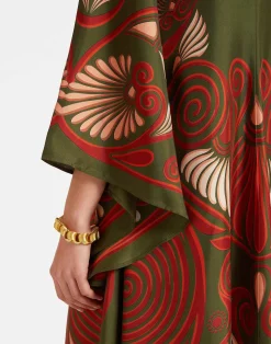 La DoubleJ Vestiti<Magnifico DressKerylos Placée Dark Green in Silk Twill